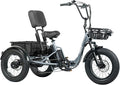 Folding Electric Tricycle for Adults 2 Seater, 22MPH 100 Miles 4" Wide Fat Tire Electric Trike, 3 Wheel Electric Bike 1200W, 48V 20AH Battery, 550LBS Load, Reverse, Parking, Differential, UL Certified