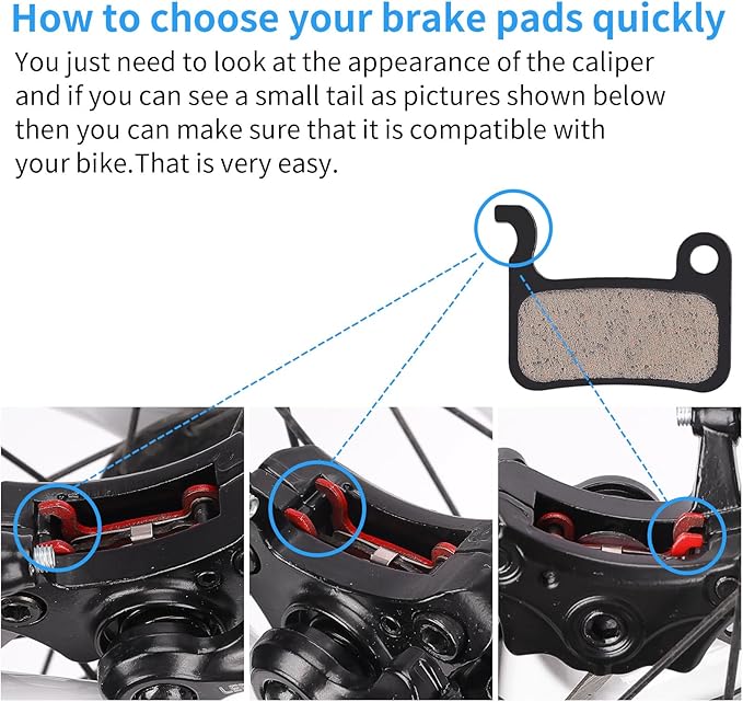 4 Pairs Bike Brake Pads with 3 Installation Tools, Compatible for Shimano Brake Pads Deore XT SLX Hone Alfine Saint LX M596 M595 XTR M975 M966 M965 Disc Brake MTB Bicycle Brake Pads