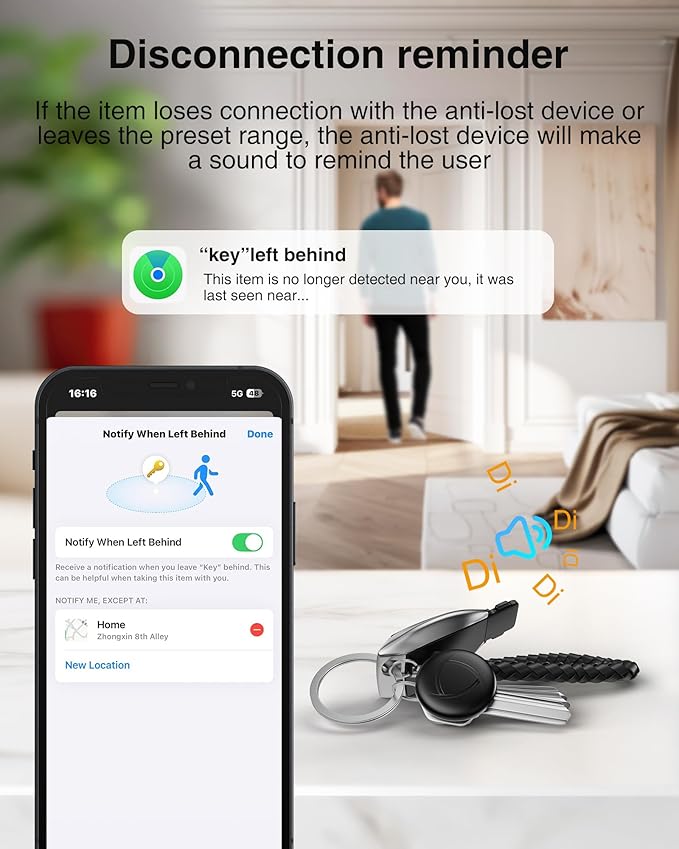 Smart Tracker Tags-4 Pack - GPS Air Tracker Bluetooth Key Finder Compatible with Apple Find My (iOS Only), 80dB Loud Beep for Bike, Wallets, Luggages, Bags,Replaceable Battery