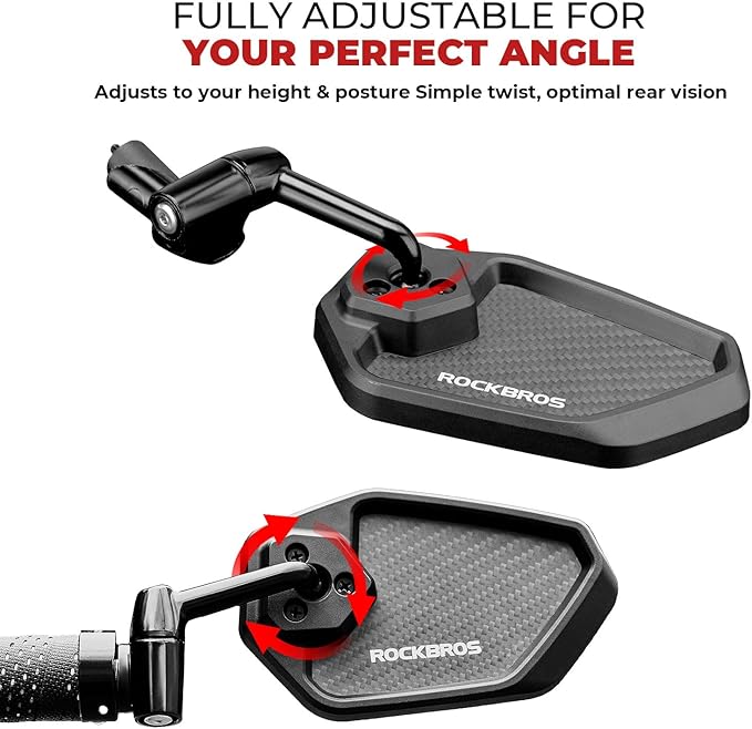 ROCKBROS Bike Bar End Mirrors,Bike Mirror,360°Adjustable Safety Bicycle Rear View Mirror, Anti-glare Blue Len, Cycling Accessories