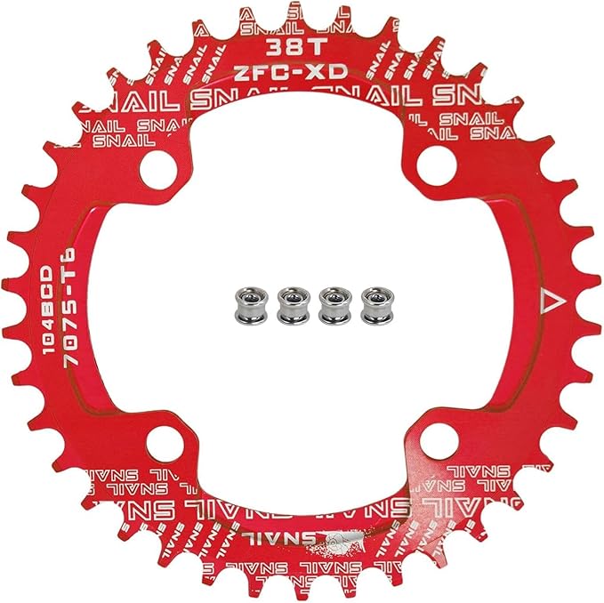 FOMTOR 104 BCD Chainring (30-52T) 7-12 Speed Compatible CNC 7075 Aluminum Narrow Wide Tooth Round Oval Chainrings for MTB/Road Bike Ebike Chainwheel Black/Red