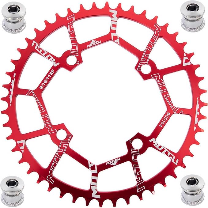 YBEKI Pro-Grade 104BCD Chainring (30-52T) CNC 7075-T6 Aluminum Narrow-Wide MTB/Road Round Oval Bike Chainwheel | Shimano/SRAM 8-11 Speed Compatible | 573MPa Strength(Black/Red/Blue)