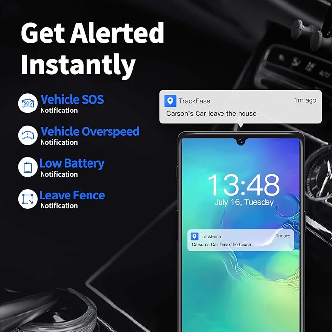 GPS Tracker for Vehicles, No Monthly Fee, No Subscription, Real-Time Location, Long Battery Life, Hidden Magnetic Tracking Device for Cars, Trip History, GeoFence, Driving Alerts, Global Coverage