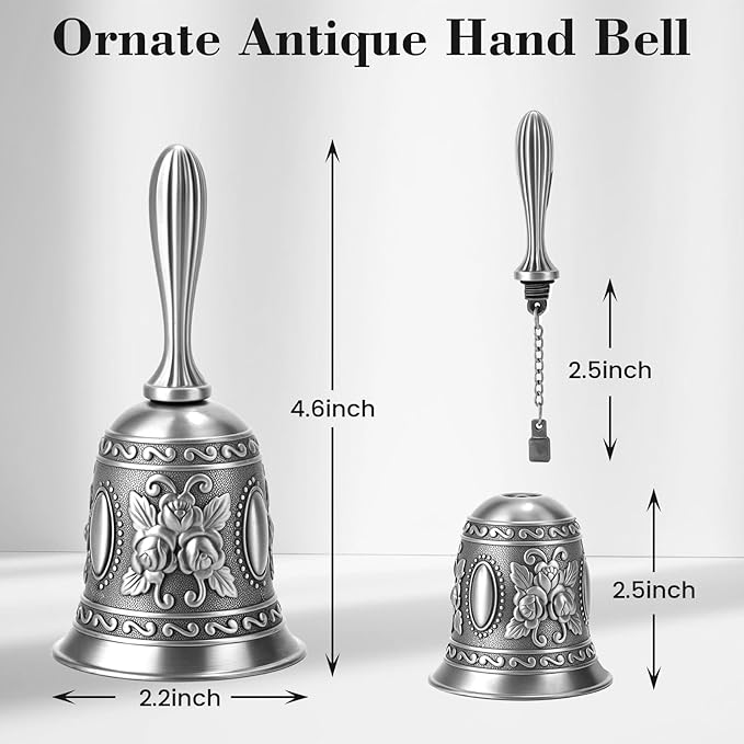 DomeStar Silver Hand Bell – Loud Call Bell for Bedside, Dinner, Wedding, Christmas & Holiday Party