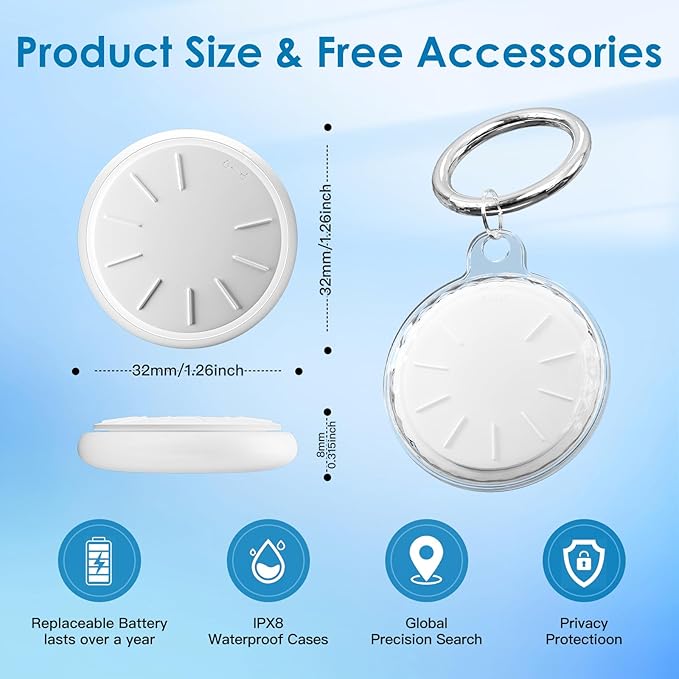 Mini GPS Tracker for Vehicles No Monthly Fee,GPS Car Tracker,Hidden Car Tracker with Case,Real Time Car GPS Tracker Work with Apple Find My(iOS Only) (Waterproof White,4PCS)