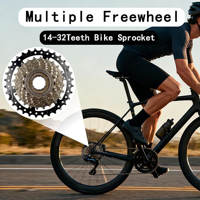 VERKSTAD 7/8 Speed Freewheels 14-32T/14-28T/13-32T/13-28T Bike Freewheel Threaded Type Cycling Replacement Part for Mountain Bike Road Bike