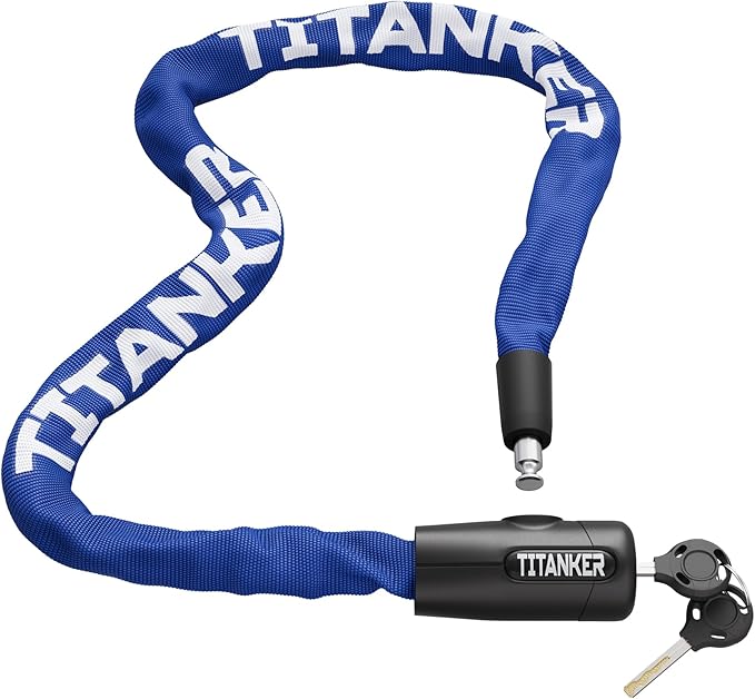 Titanker Bike Chain Lock with Keys, 3.3 Feet Security Heavy Duty Anti-Theft Bicycle Chain Locks for Bike, Motorcycle, Bicycle, Door, Gate, Fence, Grill (6mm, 8mm, 10mm Thick Chain)