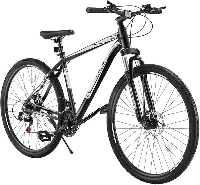 VEVOR Mountain Bike for Men/Women, 20"/26"/29" Sizes, 7/21/24 Speed Twist Shifting, Front or Dual Suspension, Dual Disc Brakes, Comfort Saddle, Sleek Colors
