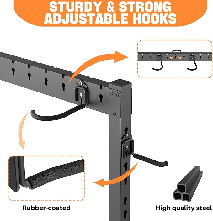 TORACK Freestanding Bike Storage Stand for Garage, Heavy Duty 7 Bikes and 7 Helmets Vertical Bike Storage Stand Floor Bikes Storage Rack