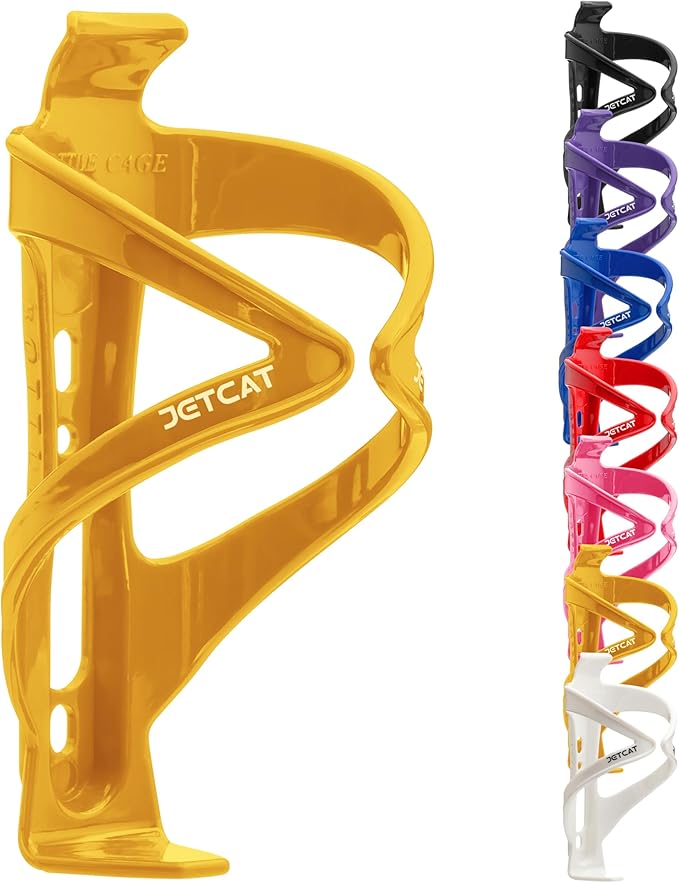 Bike Water Bottle Holder – Bike Cup Holder & Bike Water Bottle Cage for Bicycle, MTB, Mountain, Gravel, Road, eBike | Adult/Kids, Carbon Fiber Biking Accessories Yellow