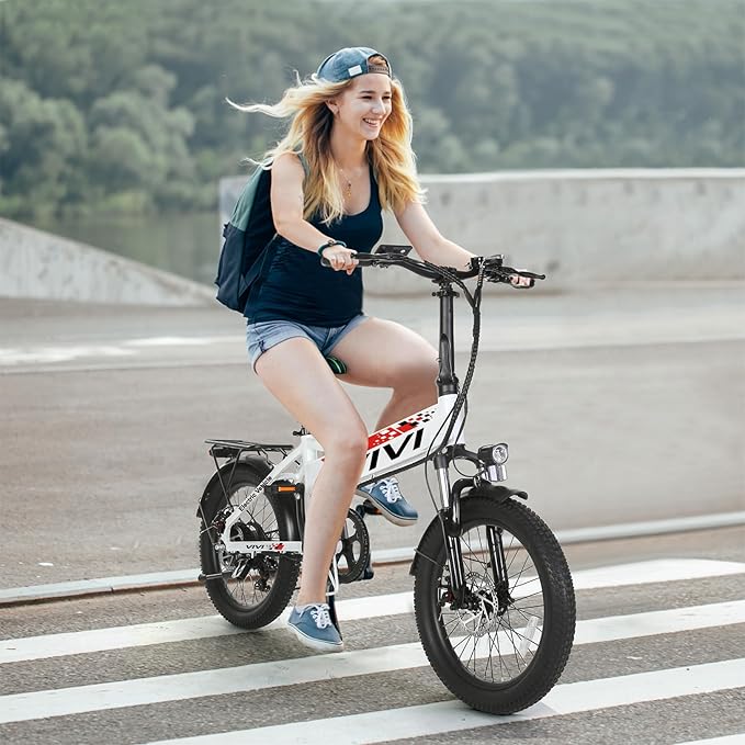 Vivi Electric Bike, 20" 500W Folding Electric Bike, 21.7MPH Adult Electric Bicycles with Removable 48V 374.4Wh Battery, Up to 50Miles Range, Cruise Control, Shock Absorber, SGS Certified to UL2849