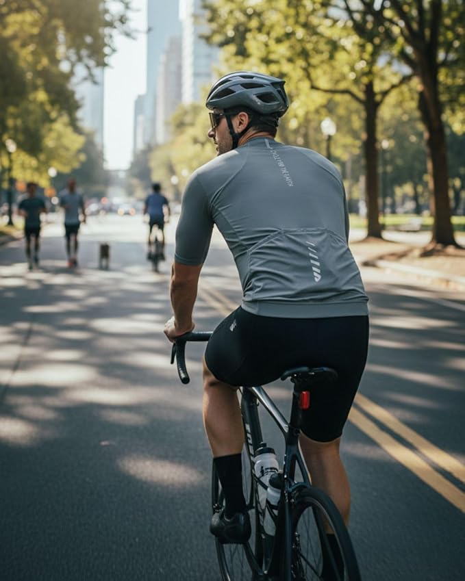 Wulibike Cycling Jersey Men Short Sleeve, Road Bike Shirts 1/4 Zipper with Pockets, Bicycle Clothing Breathable Quick Dry