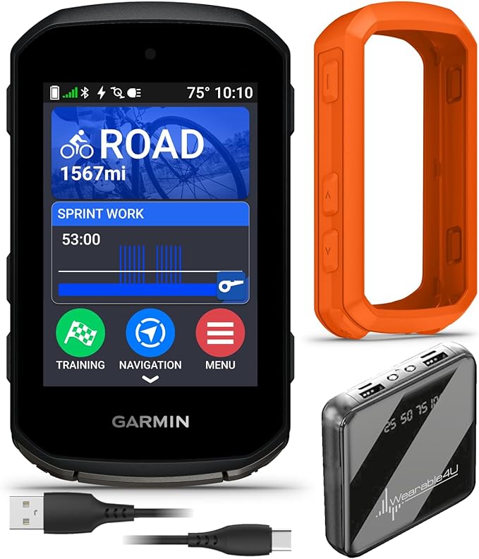 Garmin Edge 850 Compact GPS Cycling Computer, 2.7" Color Touchscreen Display, Bike-Specific Mapping, Advanced Training & Performance Insights + Silicone Case w/ Wearable4U PowerBank Bundle