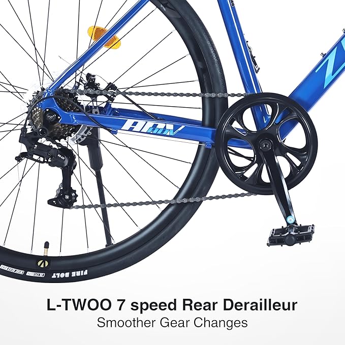 7 Speed Road Bike,700C Wheel Road Commuter Bicycle with Dual Disc Brakes,Light Aluminum Alloy Frame,Adult Faster Racing Bike for Men and Women