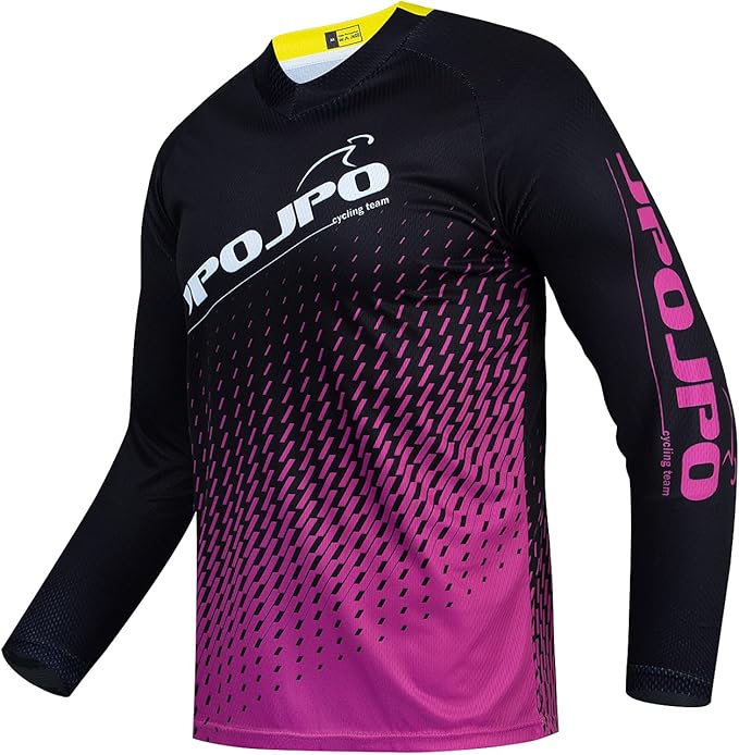 JPOJPO Men's Mountain Bike Jersey Long Sleeve MTB Off-Road Racing Downhill Motocross Shirts Quick Dry&Moisture-Wicking Tops