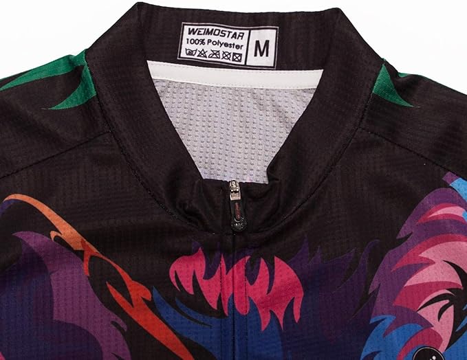 Men Cycling Jersey Skull Bike Short Sleeve Tops Quick-Dry Reflective 3-Pockets S-3XL