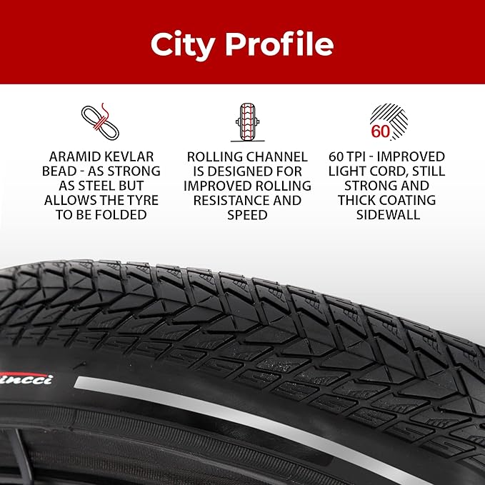 Fincci Pair 700x35c Tire 37-622 Foldable 60 TPI City Commuter Tires with Nylon Protection for Cycle Road Mountain MTB Hybrid Touring Electric Bike Bicycle - Pack of 2X 700 x 35c Tires Nave