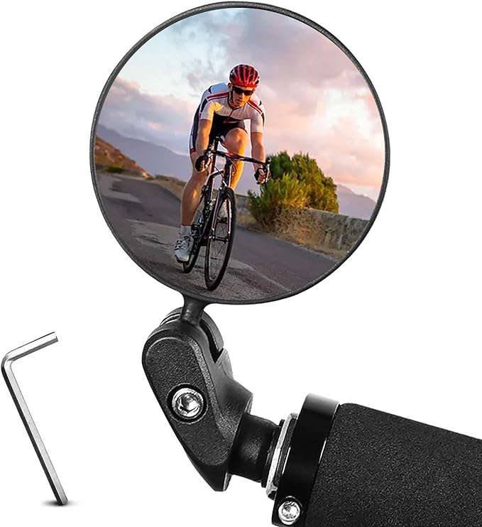 Bar End Bike Mirrors - Wide Angle Rear View, 360Adjustable Lens, Convex Handlebar Mirror for Mountain & Road Bicycle, Moped Cycling (1 Pack)