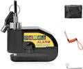 Alarm Disc Lock Set, 110dB Alarm Sound Anti-Theft Security Brake Padlock with 5ft Reminder Cable, Waterproof Battery Powered Disc Brake Lock for Motorcycle Bicycle Scooter (Black)