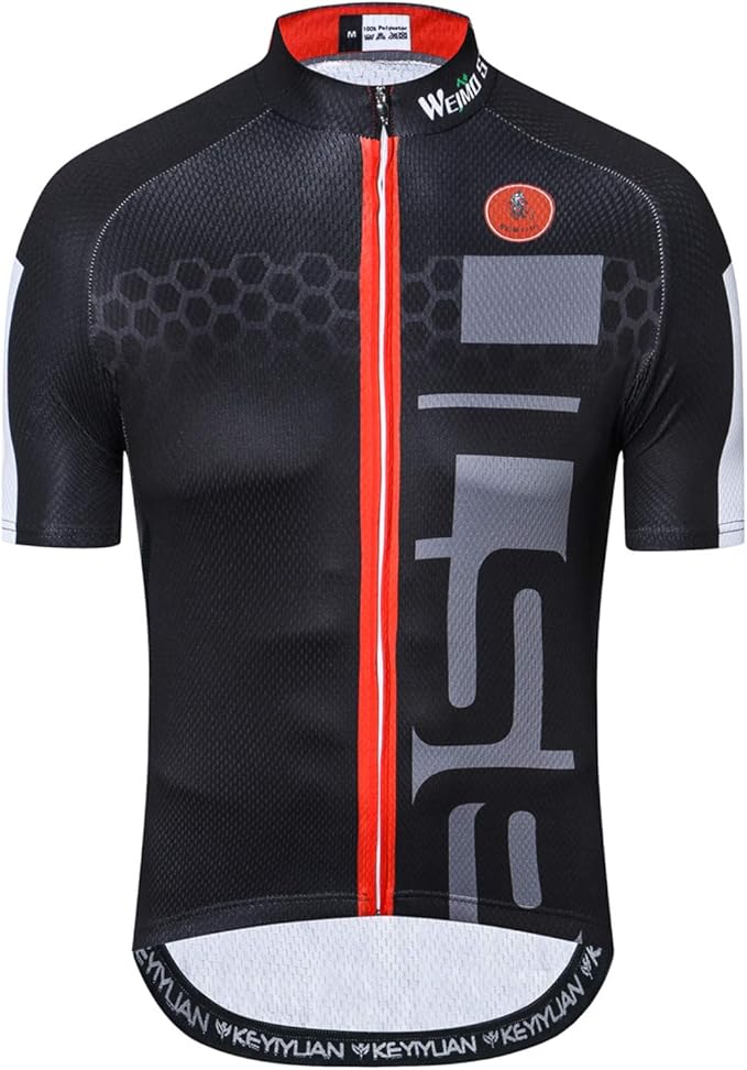 Cycling Jersey Men USA Summer Bike Short Sleeve 3-Pockets Breathable Quick-Dry Shirt S-3XL