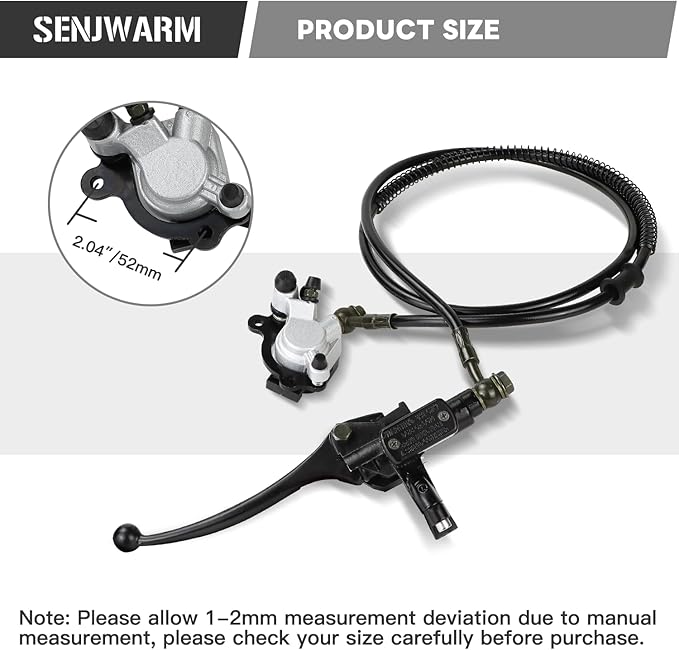 Upgraded Hydraulic Brake System Hand Brake Master Cylinder Caliper with Brake Pad Assembly 50 Inch Hose for 98cc 3.0HP Baja Hensim Doodle Bug DB30 Mini Bike Parts
