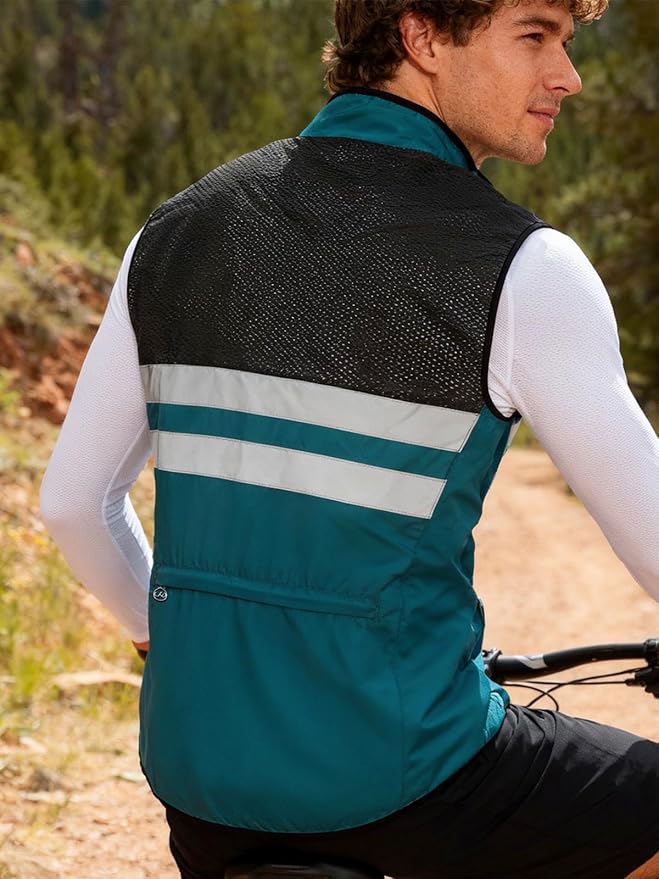 WOSAWE Men's High Visibility Cycling Wind Jacket Water Resistance Reflective Windbreaker