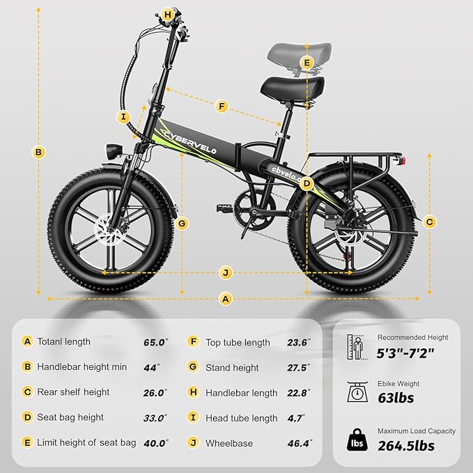 1000W Folding Electric Bike,48V 20AH Removable Battery EBike,30+MPH,80 Miles Max Range Electric Bike for Adults, 20" Fat TireFoldable ebike, Adult Electric Bicycles