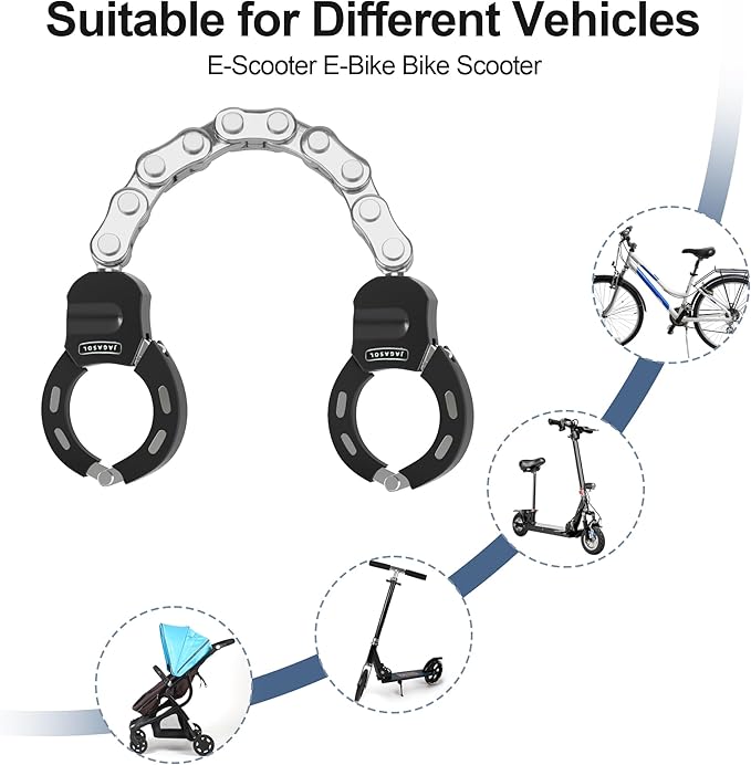 Electric Scooter Lock, Heavy Duty Anti Theft Chain Lock with Key, Accessories for Bike, E-Bike, Bicycle, Motorcycle, Scooter, Made of Zinc Alloy, Anti-Shear, Anti-Rust, 36 x 4.6 Inch, Black