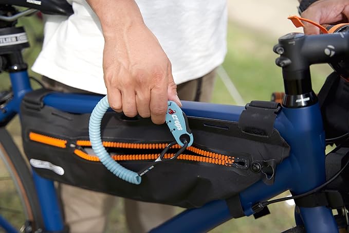 CROPS Q-BIRO Compact Bike Lock Cable, 6 ft, Red Anti-Theft 3-Digit Resettable Combination Lock with a Shape-Memory Coiled Cable and BIROTATION Technology