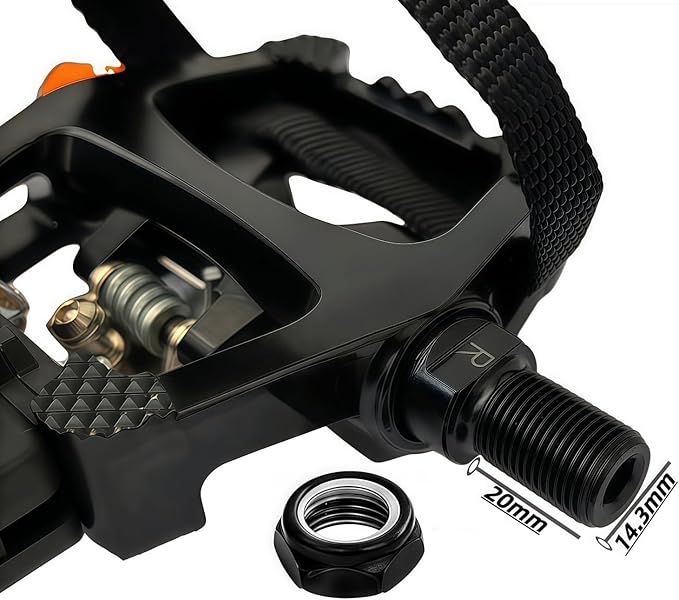 YBEKI Pro-Grade SPD Spin Bike Pedals and Straps/Toe Clip for Indoor Exercise Cycling & Spin Peloton/Schwinn/Sunny/Bikes Compatible, 9/16" Axle with Sealed Bearings + 12-Month Warranty