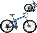 EUROBIKE Folding Bike,26 Inch Full Suspension Folding Mountain Bike,Dual Disc Brake 21 Speed Bicycle for Adults Men or Women Bikes