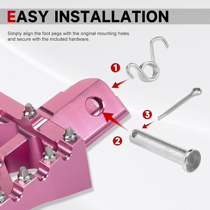 Mini Bike Foot Pegs CNC Anti-Slip Wide Footpegs for CRF50 CRF70 Coleman CT100U CT200U BT200X CC100X CRF XR50 70 110 125 SSR Apollo TaoTao Motorcycle Dirt Bike Pit Bike Pedals (Pink)