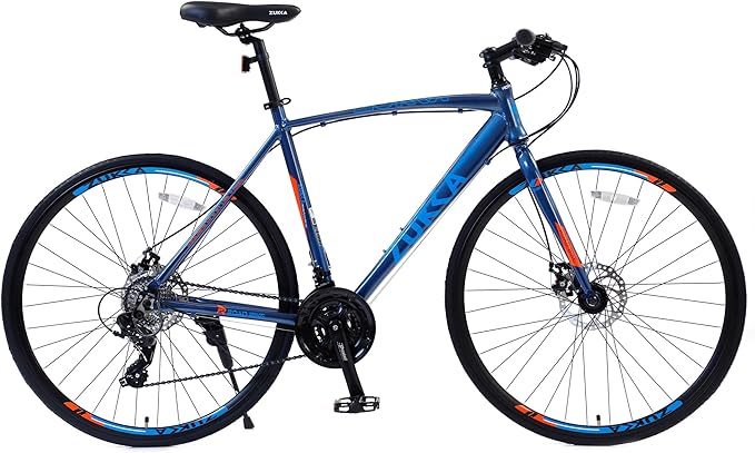700C Road Hybrid Bike 24 Speed City Bicycle with Dual Disc Brakes, Aluminum Frame, Road Bike for Men Women Adult Comfortable Bicycle