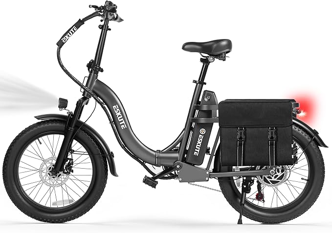 1200W Peak Folding Electric Bike for Adults, 28MPH 48V 10.4Ah Removable Battery, 55-Mile Range, 20"x3" Fat Tire, Step-Thru Ebike with Basket 7-Speed – Commuter E-Bike