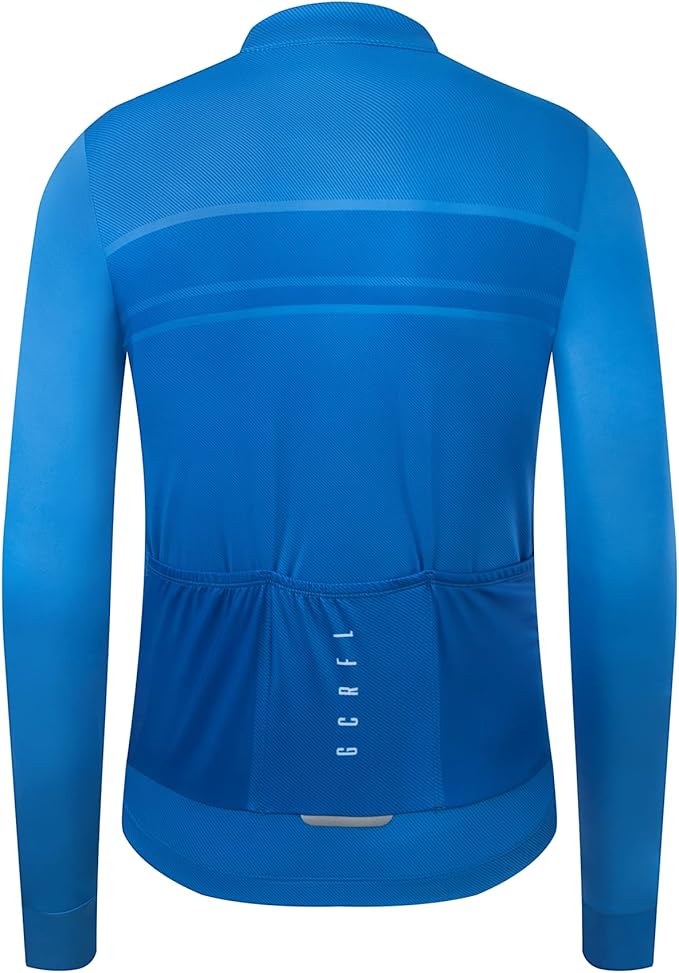 GCRFL Men's Cycling Jersey Long Sleeves Road Bike Jersey Shirt Cycling Tops, Zipper Pocket Lightweight PRO Race Fit UPF 50+