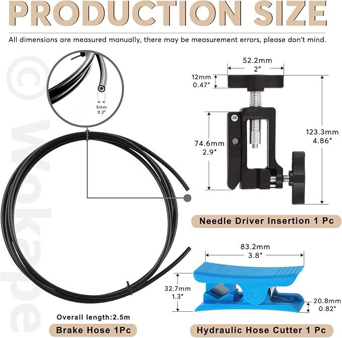 25Pcs 2500mm Bike Hydraulic Brake Hose Kit with Needle Driver Insertion Tool and Hose Cutter for Shimano BH59 System, Include 4 Press screws/4 Sleeves/6 Caps/4 Olive Head/4 Inserts