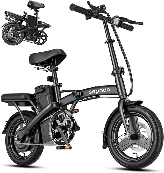 Folding Electric Bike for Adults,750W Peak Motor Mini Ebike,20mph Speed,36V 10.4ah Battery, 20-40 Miles Range,14'' Foldable Electric Bicycle for Riding Commute (Black)