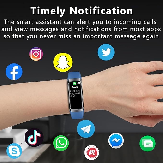 Fitness Tracker with 24/7 Heart Rate Sleep Blood Oxygen Monitor,IP68 Waterproof Smart Watch,1.10''AMOLED Touch Color Screen,Step Counter Health Activity Trackers for Women Men (Blue)