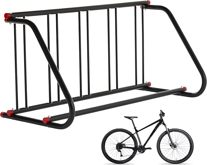 5 Holders Floor Bike Rack,Large Outdoor Bike Rack Commercial,Metal Bicycle Parking Rack Stand Outdoor,Steel Grid Bike Rack Heavy Duty for Garages, Stores, Schools