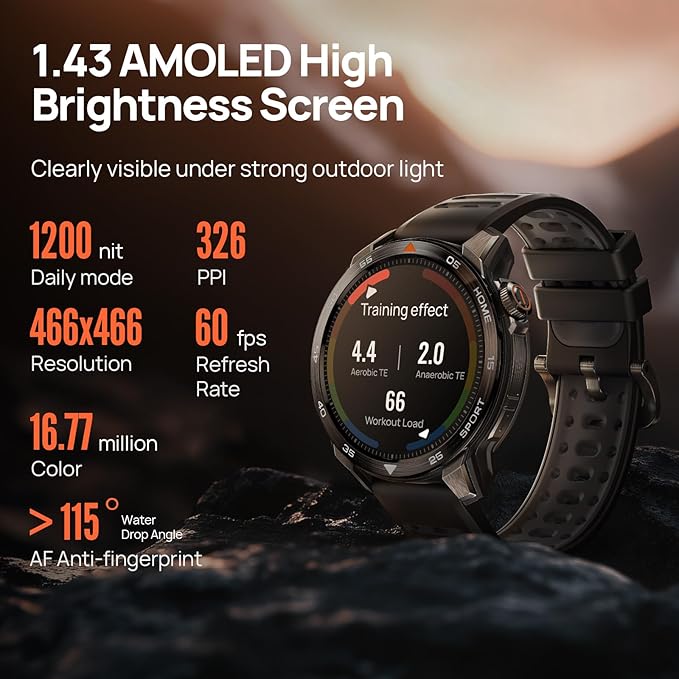 mibro GS Pro2 GPS Smart Watch – Dual Band GPS Running Watch with Mibro Coach Training Plans, 1.43” AMOLED Smartwatch, 20-Day Battery, 5ATM Sports Watch for Hiking, Cycling, Swimming (Dark Gray)