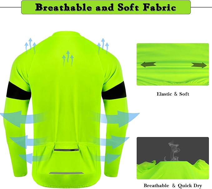 Cycling Jersey Men Bicycle Shirt Short and Long Sleeve MTB Road Biking Jersey with Pockets