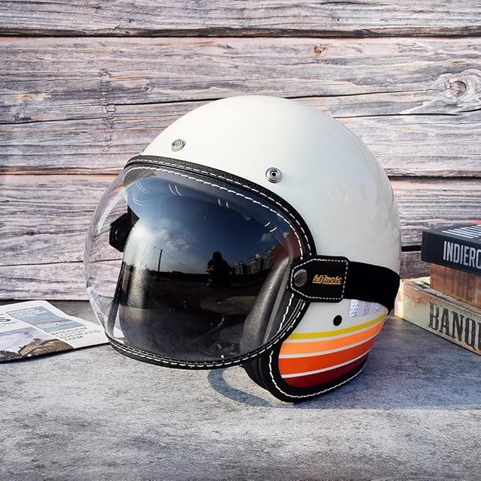 Universal Open Face 3/4 Helmet Visor Lens Bubble Motorcycle Windshield Capacete Lens Vintage Motorbike Helmet Goggles (Clear)