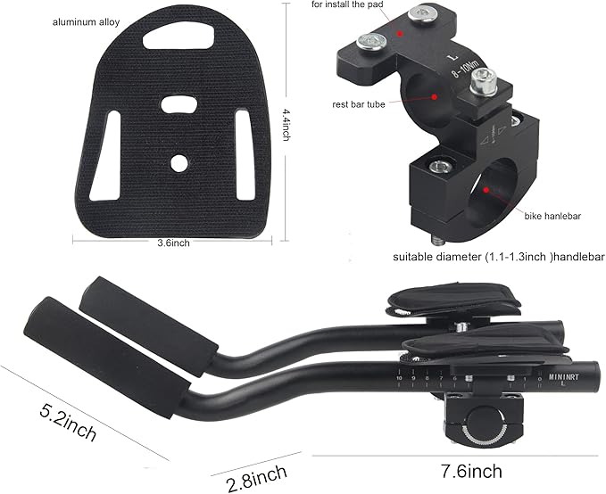 Bike Aero Bar, Aluminum Alloy Aero Bars for Road Mountain Bike, Bicycle Racing TT Handlebar Clip on Armrest Bar, Relaxation HandleTriathlon Handkebars …
