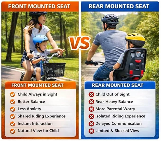 Child Bike Seat, Front Mount Kids Bike Seat,Fit Mountain Bikes, Cruiser Bikes, Folding Bikes, Ultra Light,Portable, Tool-Free, Quick-Release,Toddler Bike Seat for 2-6 Years(up to 60lbs)