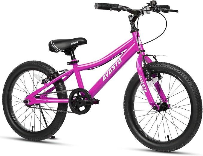 AVASTA Bilbo 18 20 24 Inch Kids Bike for Boys Girls 5-14 Years Old, Retro Style High Carbon Steel Bicycle with Adjustable Handlebars and Seat, Dual V-Brakes, Kickstand, Multiple Colors