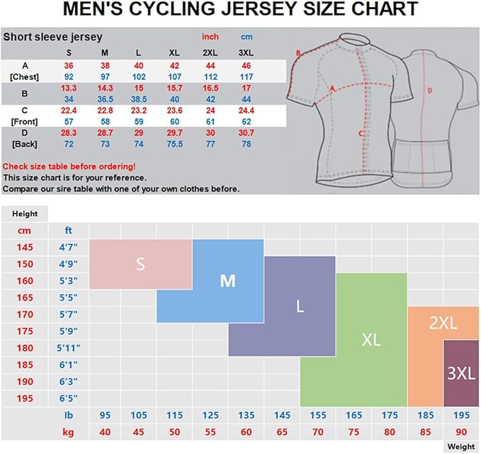 Men's Cycling Bike Jersey Short Sleeve Moisture Wicking, Breathable, Quick Dry Biking Shirt with 3 Rear Pockets