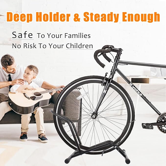 Bike Stand Floor Bike Rack for Storage Indoor/Outdoor, Front and Rear Wheel Parking Rack Stand Perfect for 16"-29" Bicycles