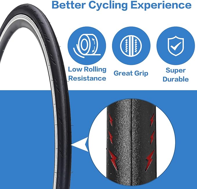 SIMEIQI 2 Pack700x23C (23-622) Foldable Road Bike Tires 700C Replacement Tires with Folding Bead, Puncture Resistant for Racing & Commuter Bicycles