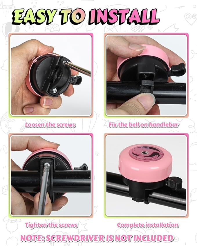 VICTGOAL Bike Bell for Kids with Loud Clear Sound, Bicycle Bell Scooter Bike Horn Ringtone Alert Cute Cycling for Toddler Children Boys Girls