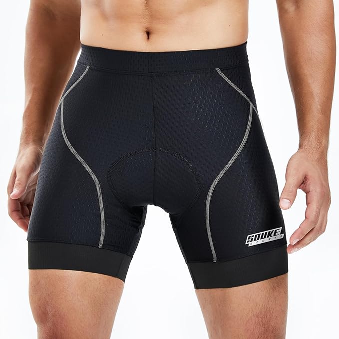 Souke Sports Men's Cycling Underwear Shorts 4D Padded Bike Bicycle MTB Liner Shorts with Anti-Slip Leg Grips